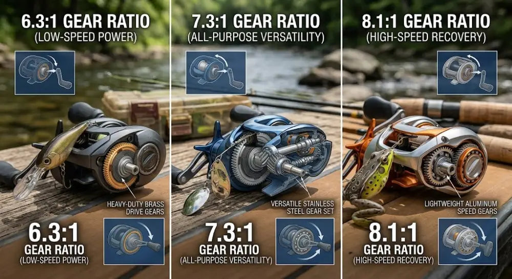 Gear Ratio Showdown: When to Use 6.3:1 vs. 7.3:1 vs. 8.1:1 Baitcasters