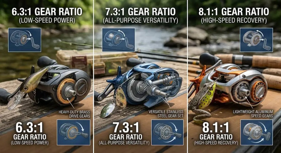 Gear Ratio Showdown: When to Use 6.3:1 vs. 7.3:1 vs. 8.1:1 Baitcasters