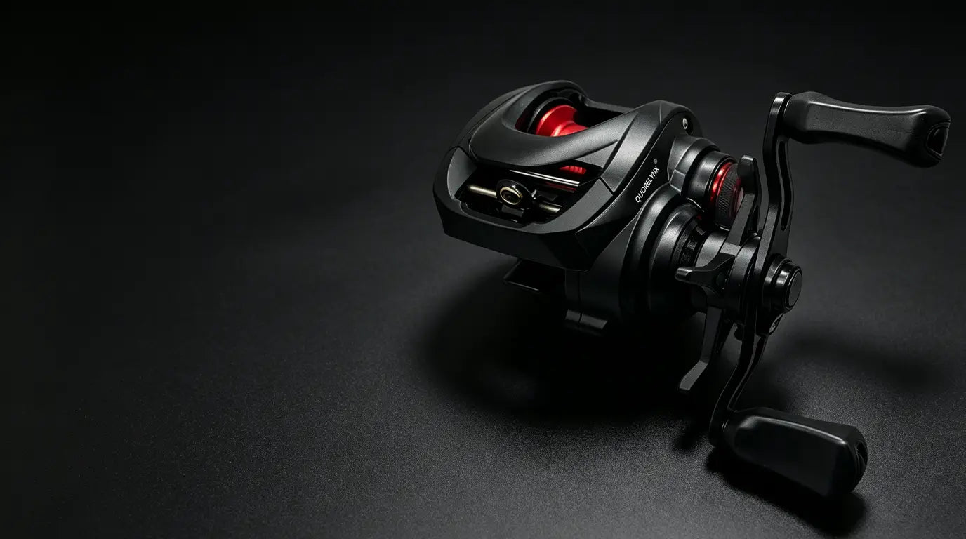 Quorelynx fishing reel in use