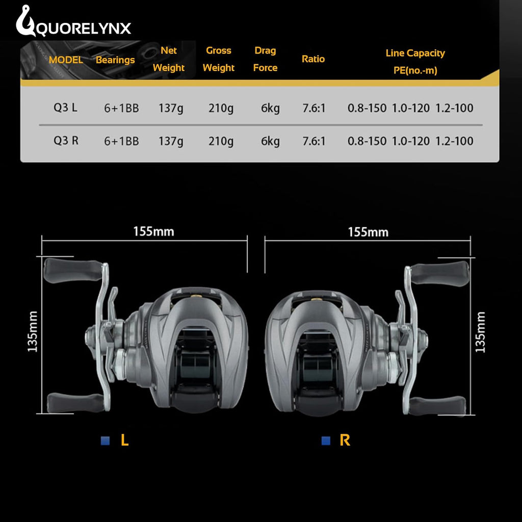 baitcasting reel line capacity DC Electronic Brake Baitcaster Reel